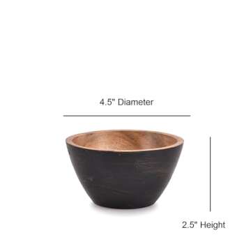 BHAVATU Acacia Wood Bowl Set Wooden Bowls for Snack Wood Salad Bowl Set Stackable Round Serving Bowl Wooden Set of 4 (4.5" x 4.5" x 2.5")