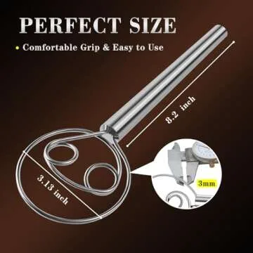 TEEVEA Danish Dough Whisk Stainless Steel Mixing Tool