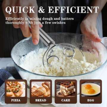 TEEVEA Danish Dough Whisk Stainless Steel Mixing Tool
