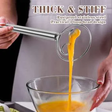 TEEVEA Danish Dough Whisk Stainless Steel Mixing Tool