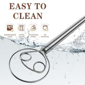 TEEVEA Danish Dough Whisk Stainless Steel Mixing Tool