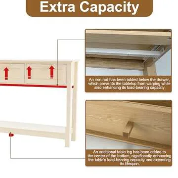 Chilihom Rattan Console Table - Stylish & Functional Storage