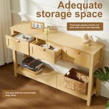 Chilihom Rattan Console Table - Stylish & Functional Storage