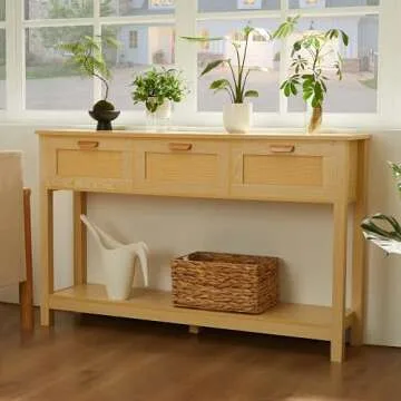 Chilihom Rattan Console Table - Stylish & Functional Storage