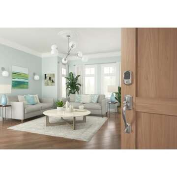 Schlage BE499WB CAM 619 Encode Plus WiFi Deadbolt Smart Lock, Keyless Entry Touchscreen Door Lock with Camelot Trim, Satin Nickel