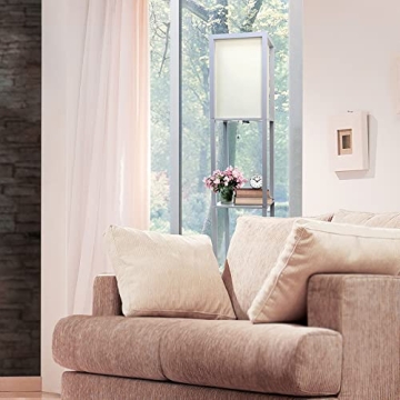 Simple Designs LF1014-GRY Etagere & Floor Lamp
