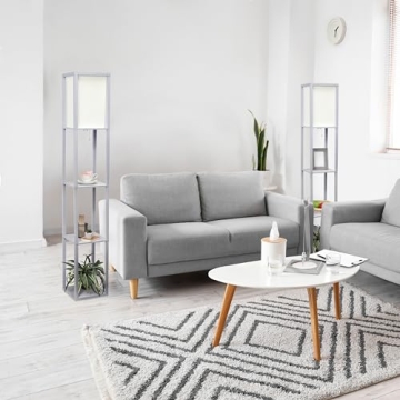 Simple Designs LF1014-GRY Etagere & Floor Lamp