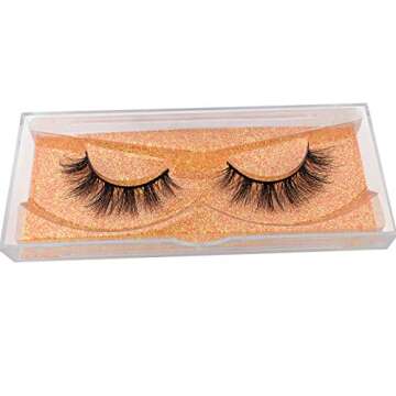 GOO GOO Mink Eyelashes, 13mm Natural 3D Mink Lashes Fake Eyelashes Individual Eyelashes Pack Siberian False Eyelashes Hand Made Black Thin Strips Soft Real Mink Lashes 1 Pair for Women