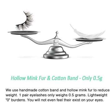 GOO GOO Mink Eyelashes, 13mm Natural 3D Mink Lashes Fake Eyelashes Individual Eyelashes Pack Siberian False Eyelashes Hand Made Black Thin Strips Soft Real Mink Lashes 1 Pair for Women