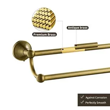 Leyden Antique Brass Towel Bar,Adjustable Towel Rack Holder Double Retro Bathroom Accessories Wall Mount Vintage