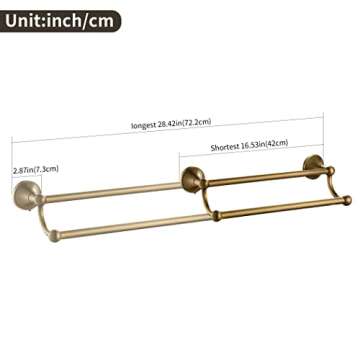 Leyden Antique Brass Towel Bar,Adjustable Towel Rack Holder Double Retro Bathroom Accessories Wall Mount Vintage