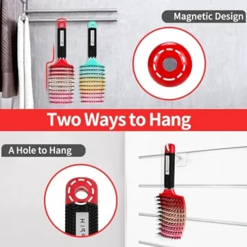 HIPPIH Boar Bristle Hair Brush 2 Pack for All Hair Types