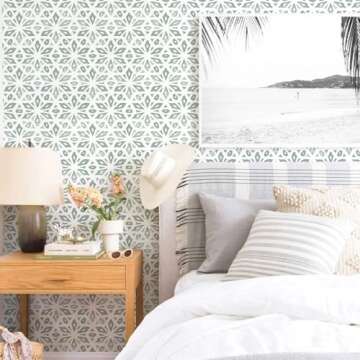 MelunMer Green Peel and Stick Wallpaper Boho Contact Paper for Cabinets Removable Self Adhesive Wall...