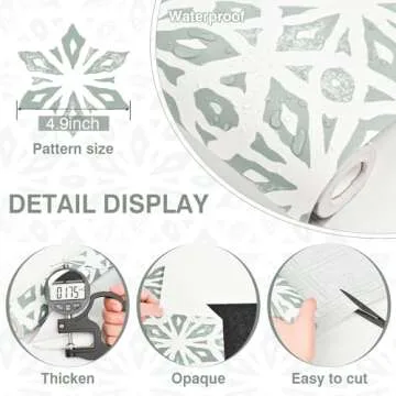 MelunMer Green Peel and Stick Wallpaper Boho Contact Paper for Cabinets Removable Self Adhesive Wallpaper for Bedroom Geometric Modern Contact Paper Bathroom Waterproof 197 in L 17.3In W