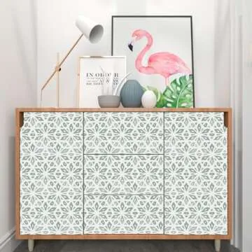 MelunMer Green Peel and Stick Wallpaper Boho Contact Paper for Cabinets Removable Self Adhesive Wallpaper for Bedroom Geometric Modern Contact Paper Bathroom Waterproof 197 in L 17.3In W