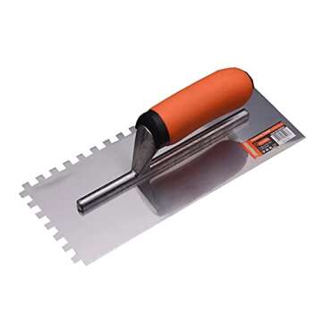 Edward Tools Squared Notch Tile and Flooring Trowel - 1/4” X 1/4” X 1/4” Pro Grade Stainless S...