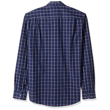 Men's Slim-Fit Navy Windowpane Poplin Shirt - Large