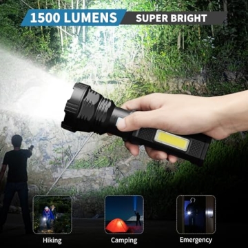 1500 Lumen Solar Flashlight – IP65 Waterproof Rechargeable