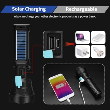1500 Lumen Solar Flashlight – IP65 Waterproof Rechargeable
