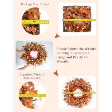 22 Inch LED Fall Wreath for Front Door Decoration