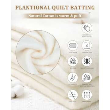 PLANTIONAL Natural Cotton Batting for Quilts: 47-Inch x 59-Inch Light Weight Purely Natural All Season Quilt Batting for Quilts, Craft and Wearable Arts