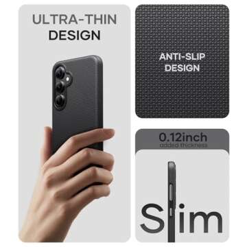 SSLOTSCASE for Samsung Galaxy S24 FE Slim Case [Support Wireless Charging] Ultra-Slim Rugged Dual Layer Design Full Body Shockproof Case Cover for Galaxy S24 FE 5G 2024, Black