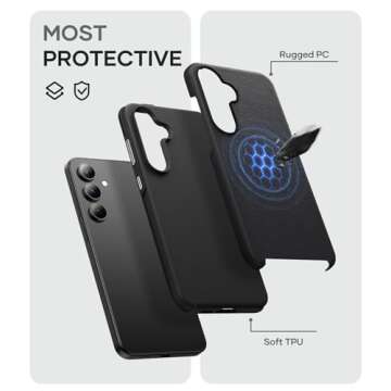 SSLOTSCASE for Samsung Galaxy S24 FE Slim Case [Support Wireless Charging] Ultra-Slim Rugged Dual Layer Design Full Body Shockproof Case Cover for Galaxy S24 FE 5G 2024, Black