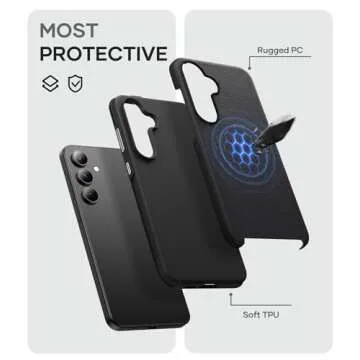 SSLOTSCASE for Samsung Galaxy S24 FE Slim Case [Support Wireless Charging] Ultra-Slim Rugged Dual Layer Design Full Body Shockproof Case Cover for Galaxy S24 FE 5G 2024, Black