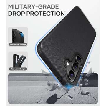 SSLOTSCASE for Samsung Galaxy S24 FE Slim Case [Support Wireless Charging] Ultra-Slim Rugged Dual Layer Design Full Body Shockproof Case Cover for Galaxy S24 FE 5G 2024, Black