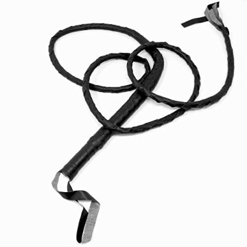 Skeleteen Faux Leather Black Whip - Versatile Costume Accessory