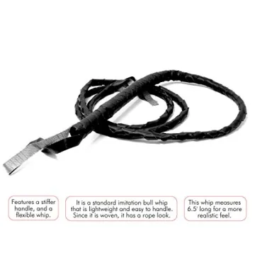 Skeleteen Faux Leather Black Whip - Versatile Costume Accessory
