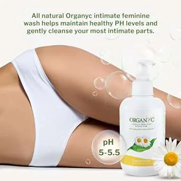 Organyc Feminine Intimate Wash for Sensitive Skin with Chamomile, Free from Chlorine, Parabens, SLS/SLES, and Synthetic Perfumes 8.5 Fluid Ounce