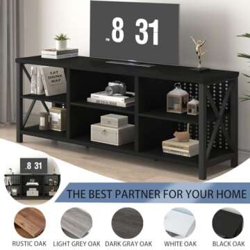 LVB TV Stand, Farmhouse Modern Entertainment Center with Storage for Bedroom, Mid Century Wood Rustic Industrial Minimalist TV Console Table for Living Room Home, Gray Oak……