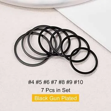 FOCALOOK 7 Pcs Black Ring Set - Stylish Stackable Rings