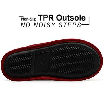 riemot Men's Women's Furry Warm Slippers, Memory Foam Slippers Comfortable Closed Toe House Slippers Shoes Anti slip Sandals Lightweight Winter Indooor Slippers Black Red EU 44-45