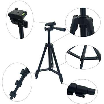 Lightweight Travel Camera Tripod with Phone Holder and Bag