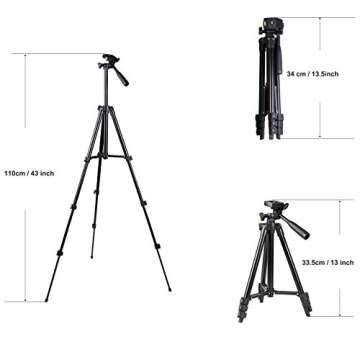 Lightweight Travel Camera Tripod with Phone Holder and Bag