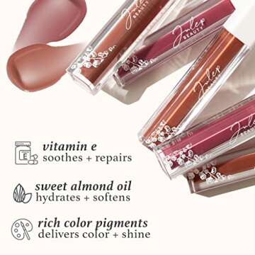 Julep So Plush Hydrating Lip Gloss - Low Key- High-Shine Hydrating Lightweight Lip Color - Non-Sticky Formula - Vitamin E Soothes and Repairs Lips