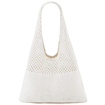 Ayieyill Crochet Tote Bag - Boho Knit Beach Bag for Women