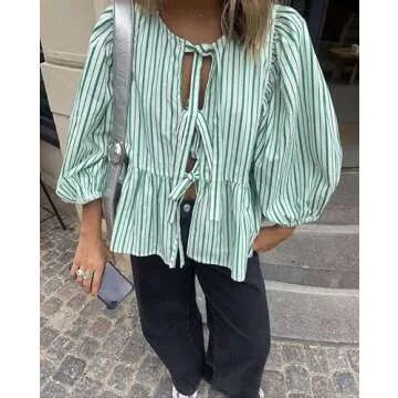 Chic Y2K Puff Short Sleeve Peplum Shirt for Summer