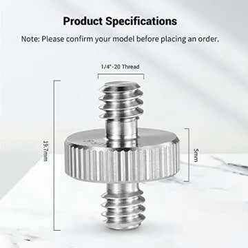 SMALLRIG 1/4" to 1/4" Male Threaded Screw Adapter Double Head Stud for Camera Cage Monitor LED Microphone, Pack of 2-828