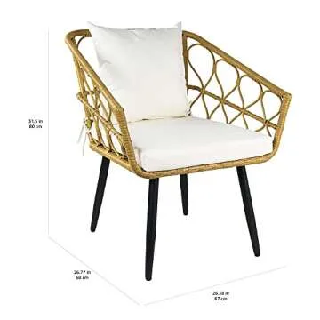 Amazon Basics Outdoor 3-Piece Wicker Chair Set with Cushions