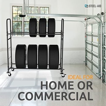 STEELAID 60 Inch Rolling Tire Rack Heavy-Duty Garage Organizer