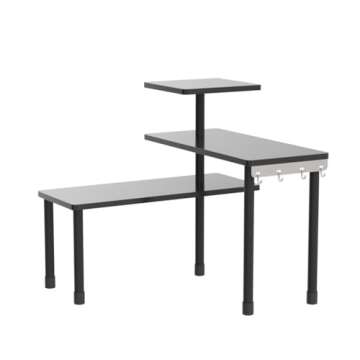 JayRex Countertop Corner Shelf, 3 Tier Moveable Organizer for Bathroom Counter, Make Up, Dresser Table, Desktop (Black)