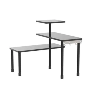 JayRex Countertop Corner Shelf, 3 Tier Moveable Organizer for Bathroom Counter, Make Up, Dresser Table, Desktop (Black)