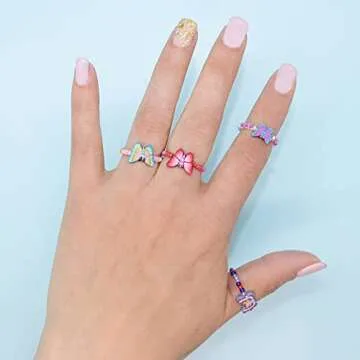 Assorted 12 PCS Boho Butterfly Ring Set, Beaded Polymer Clay Rings, VSCO Vintage Y2K Jewelry for Women, Funky Boho Matching Butterfly Rings Bulk