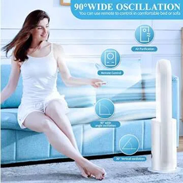 MOONQUAKE 32" Bladeless Tower Fan with Air Purifier