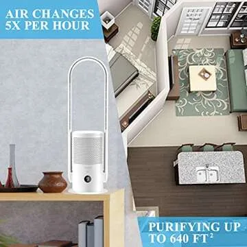 MOONQUAKE 32" Bladeless Tower Fan with Air Purifier