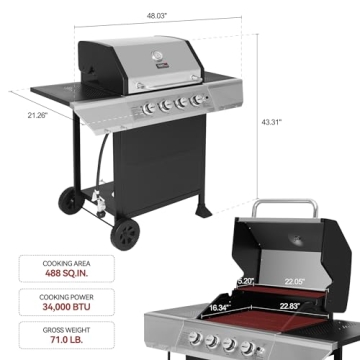 Royal Gourmet 4-Burner Propane Gas Grill for BBQ