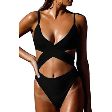 CHYRII Women's Criss Cross High Waisted One Piece Swimsuit
